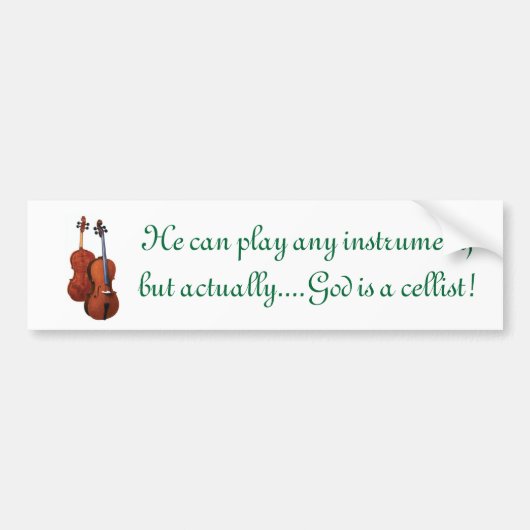 God is een cellist bumpersticker (Voorkant)