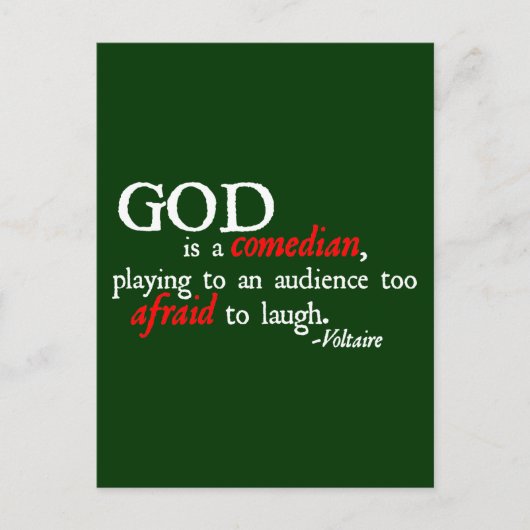 God is een Comedian Briefkaart (Voorkant)