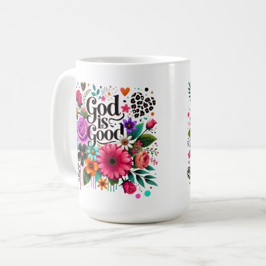 God is een goed Christelijk geloof Koffiemok (Voorkant links)