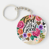 God is een goede Christelijke acryl Sleutelhanger (Voorkant)