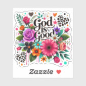 God is een goede Christelijke bloem Sticker (Vel)