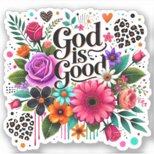 God is een goede Christelijke bloem Sticker