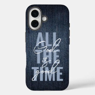 God is een goede denim iPhone 16 hoesje