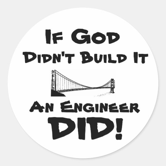 God is een Ingenieur! Ronde Sticker (Voorkant)