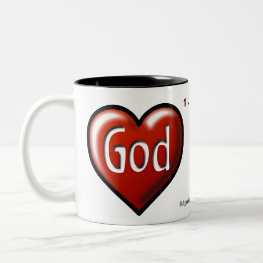 God is een liefdeshart tweekleurige koffiemok (Links)