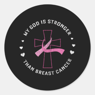 God is een sterker borstkankerbewustzijn Christeli Ronde Sticker