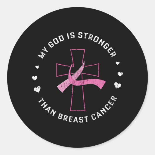 God is een sterker borstkankerbewustzijn Christeli Ronde Sticker (Voorkant)