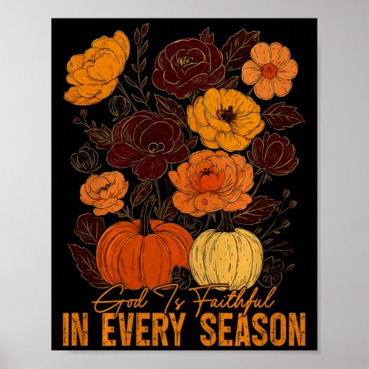 God Is Faithful In Every Season Christian Fall Boh Poster (Voorkant)