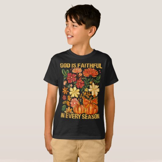 God Is Faithful In Every Season Floral Fall Christ T-shirt (Voorkant volledig)
