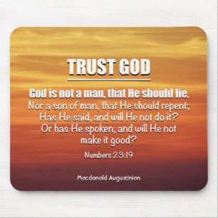 GOD IS GEEN MAN-Nummers 23:19 Godsgeschrift Muismat