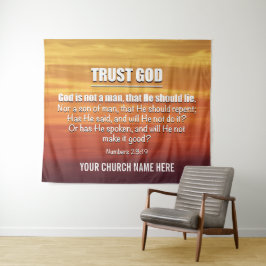 GOD IS GEEN MAN Vertrouw God Kerk Wandkleed