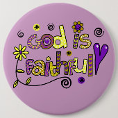 God is gelovig in Doodles I Paars I 6x6 Button (Voorkant)