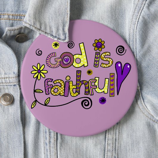 God is gelovig in Doodles I Paars I 6x6 Button (In situ)