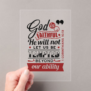 God is Getrouw – 1 Korintiërs 10:13 Bijbelvers Acryl Uitnodigingen