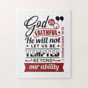 God is Getrouw – 1 Korintiërs 10:13 Bijbelvers Legpuzzel