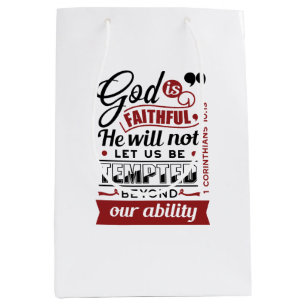 God is Getrouw – 1 Korintiërs 10:13 Bijbelvers Medium Cadeauzakje