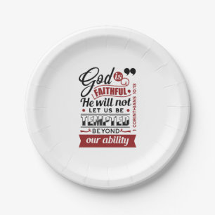 God is Getrouw – 1 Korintiërs 10:13 Bijbelvers Papieren Bordje