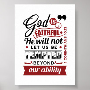 God is Getrouw – 1 Korintiërs 10:13 Bijbelvers Poster