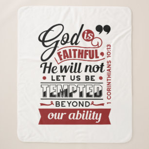 God is Getrouw – 1 Korintiërs 10:13 Bijbelvers Sherpa Deken