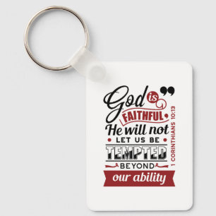 God is Getrouw – 1 Korintiërs 10:13 Bijbelvers Sleutelhanger