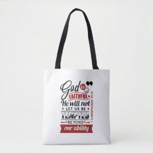 God is Getrouw – 1 Korintiërs 10:13 Bijbelvers Tote Bag