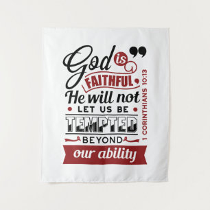 God is Getrouw – 1 Korintiërs 10:13 Bijbelvers Wandkleed