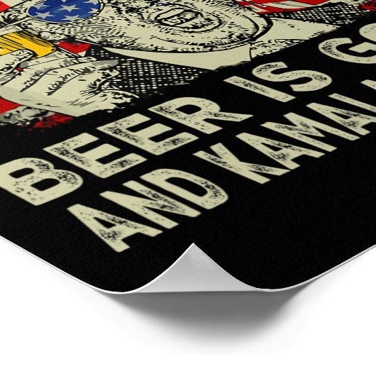 God is geweldig bier is goed en kamala is gek leuk poster (Hoek)