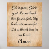 God is geweldig Mealtime Prayer Poster (Voorkant)