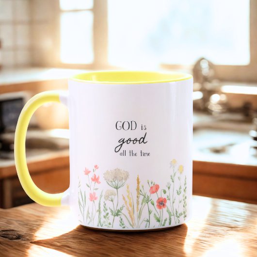 God Is Goed Altijd Bloemmotief Mok