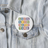 God is goed, altijd Retro geloof Ronde Button 7,6 Cm (In situ)