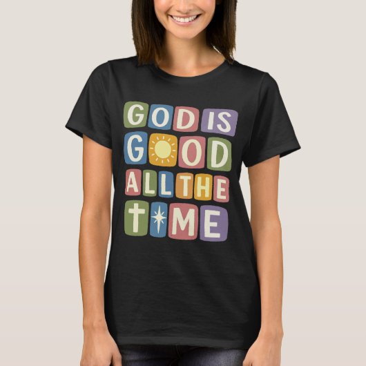 God is goed, altijd Retro geloof T-shirt (Voorkant)
