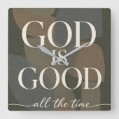 GOD IS GOED | Christelijk Vierkante Klok (Voorkant)