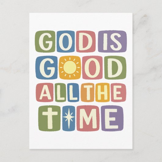 God is goed de hele tijd Retro geloof Briefkaart (Voorkant)