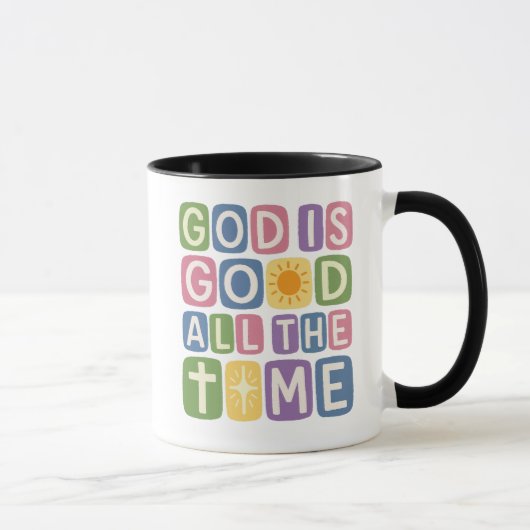 God is goed de hele tijd Retro geloof Mok (Rechts)