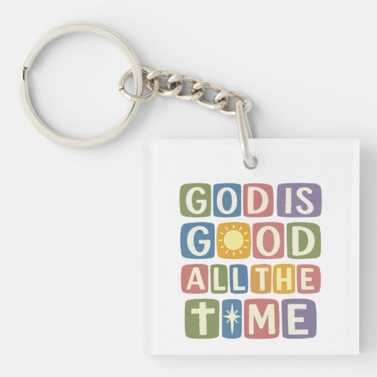 God is goed de hele tijd Retro geloof Sleutelhanger (voorkant)