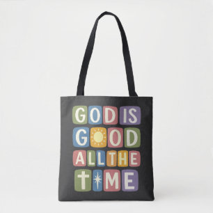 God is goed de hele tijd Retro geloof Tote Bag