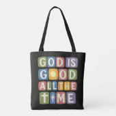 God is goed de hele tijd Retro geloof Tote Bag (Achterkant)