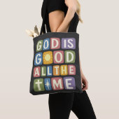 God is goed de hele tijd Retro geloof Tote Bag (Dichtbij)