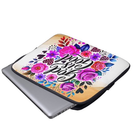 God is goed religieus citaat Elektronica Toegangst Laptop Sleeve (Voorkant onderkant)