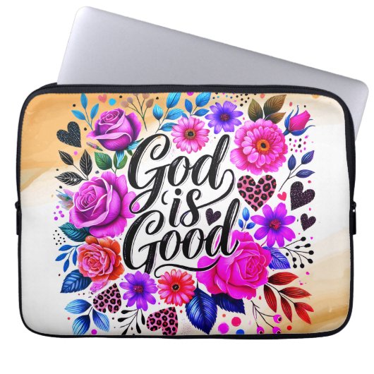 God is goed religieus citaat Elektronica Toegangst Laptop Sleeve (Voorkant)