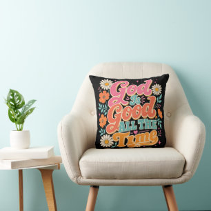 God is Goed Retro Bloemendesign Christen Kussen