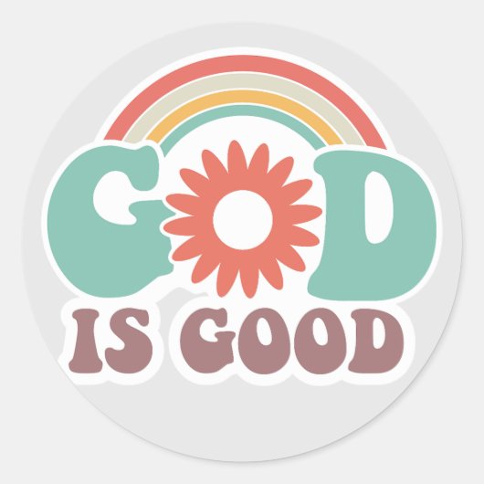 God is goed ronde sticker (Voorkant)