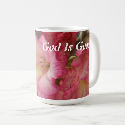 God is goed - Roze bloem Mok (Voorkant rechts)