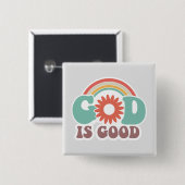 God is goed vierkante button 5,1 cm (Voorkant /achterkant)
