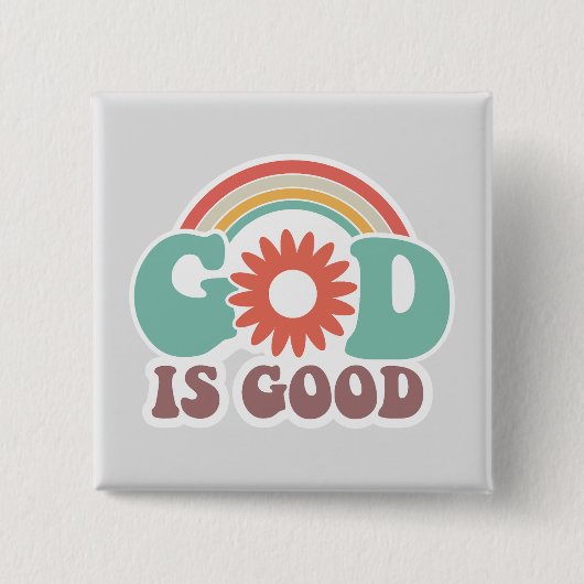 God is goed vierkante button 5,1 cm (Voorkant)