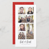 God is Goede religieuze Kerstmis foto collage kaar Feestdagenkaart (Voorkant / Achterkant)