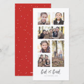 God is Goede religieuze Kerstmis foto collage kaar Feestdagenkaart (Voorkant / Achterkant)
