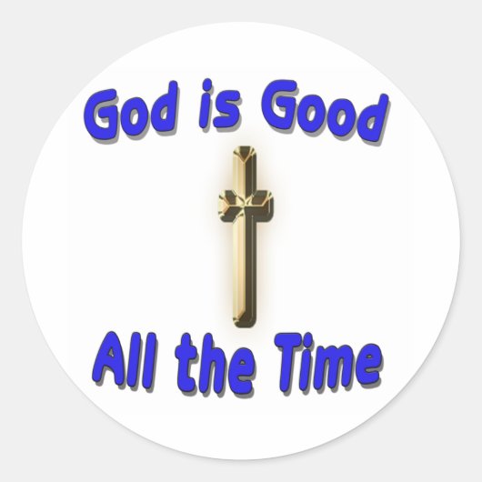 God is Goede Sticker. Ronde Sticker (Voorkant)