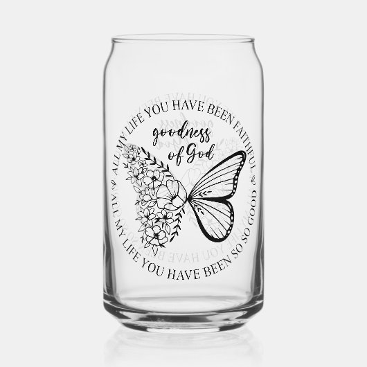 God is goede vlinder bloemen blikvorm glas (Achterkant)