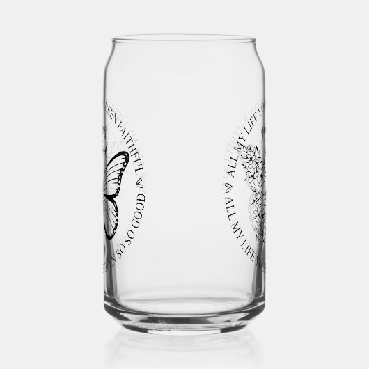 God is goede vlinder bloemen blikvorm glas (Links)